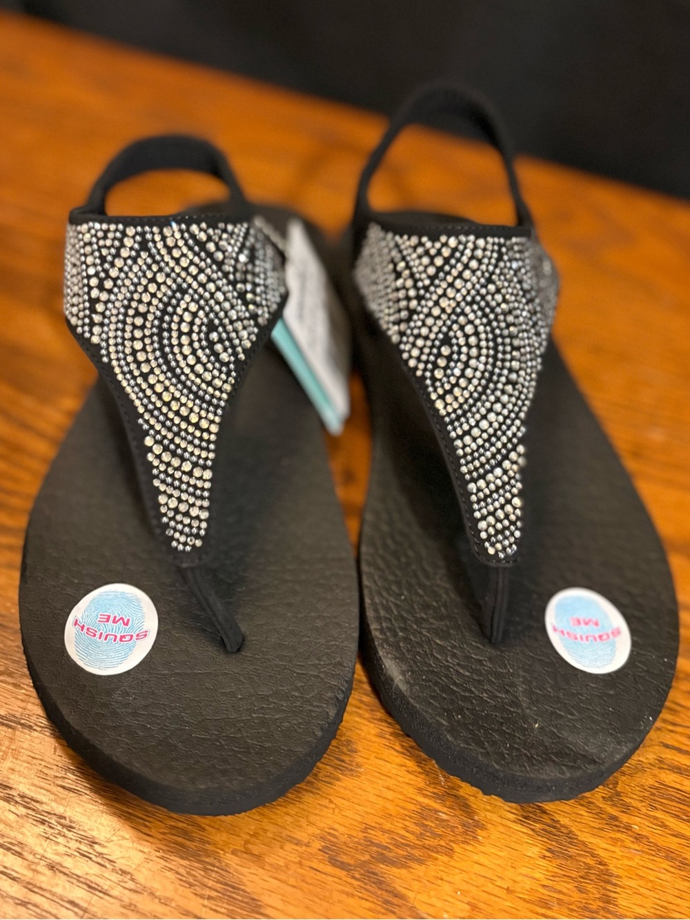Skechers Cali Meditation New Moon Black Rhinestone Sandals Women’s Size 7